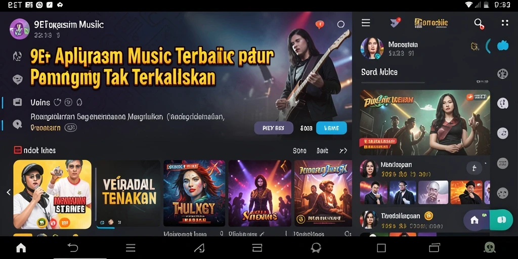 Screenshot gameplay 9ET menampilkan antarmuka yang menarik saat mendengarkan musik.