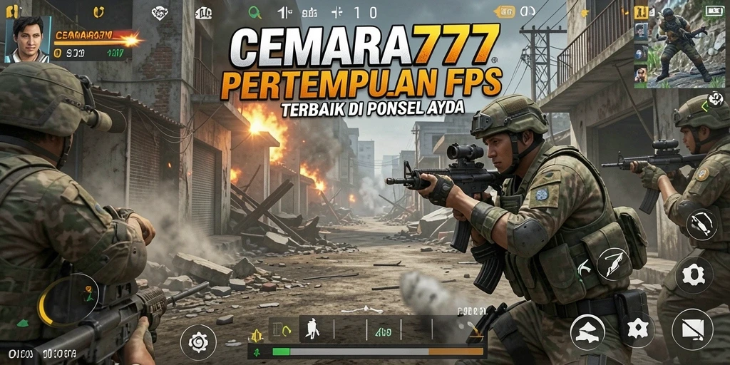 Screenshot utama CEMARA777 menampilkan aksi seru dalam pertempuran FPS.