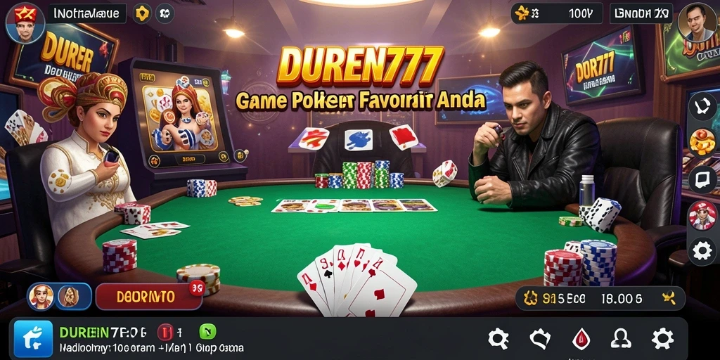 Tampilan gameplay DUREN777 yang menarik dengan suasana poker yang nyata.