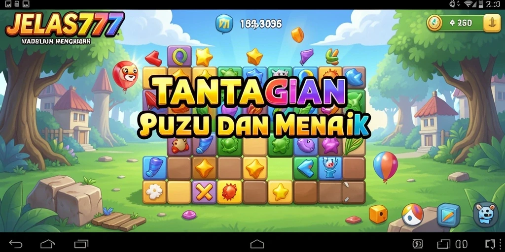Tampilan gameplay Puzzle yang mendebarkan di JELAS777.
