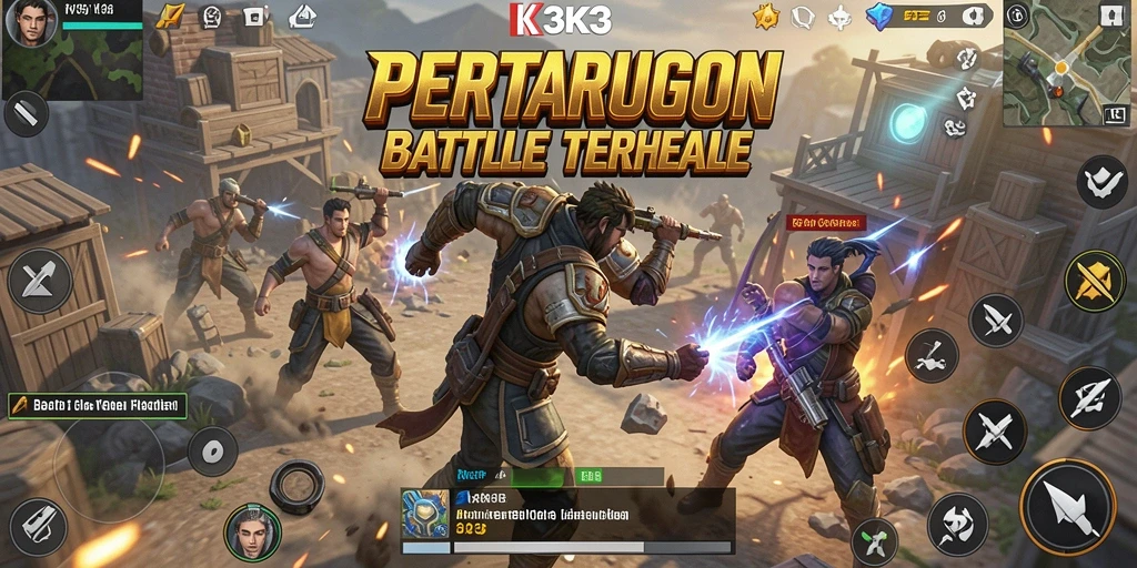 Gameplay K3K3 yang mendebarkan dalam arena Battle Royale.