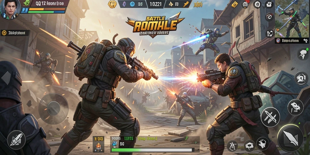 Tampilan gameplay menegangkan di arena Battle Royale QQ1221.