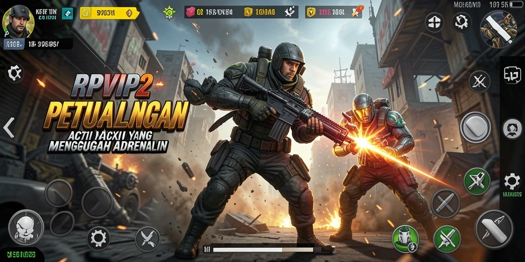 Tampilan gameplay aksi yang seru dan mendebarkan.